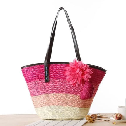 Sac Panier Osier Bohème Rose Sac En Osier