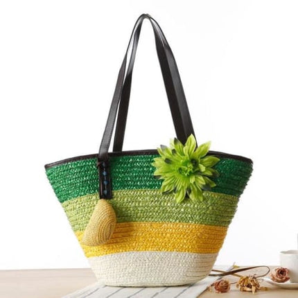 Sac Panier Osier Bohème Vert Sac En Osier