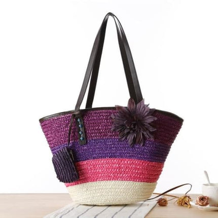 Sac Panier Osier Bohème Violet Sac En Osier