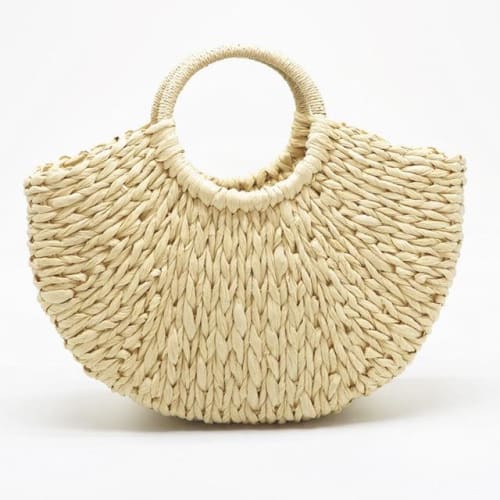 Sac De Plage Paille Fait Main Beige Sac En Paille