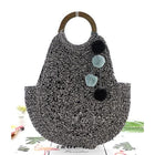 Sac De Plage En Paille Avec Pompon Black