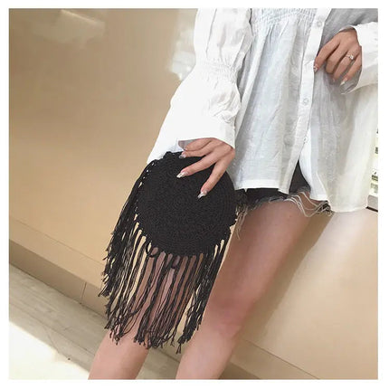 Sac Raphia Rond Noir Sac Raphia