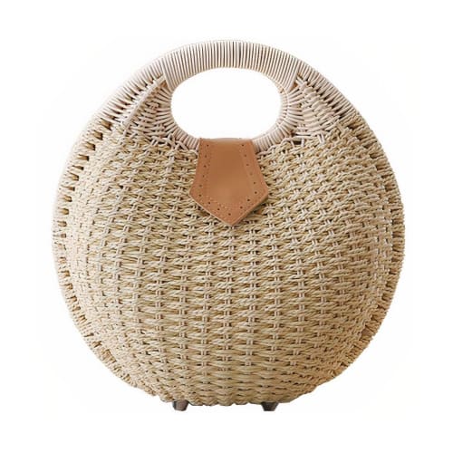 Sac Rond Osier Beige En Osier