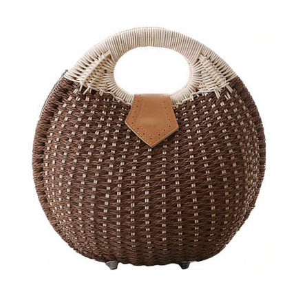 Sac Rond Osier Marron En Osier