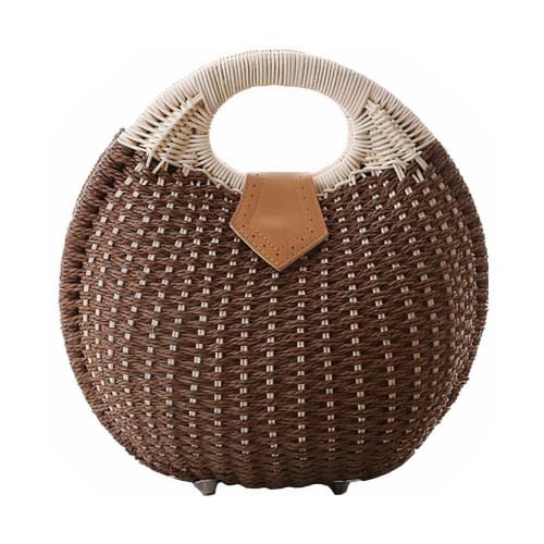 Sac Rond Osier Marron En Osier