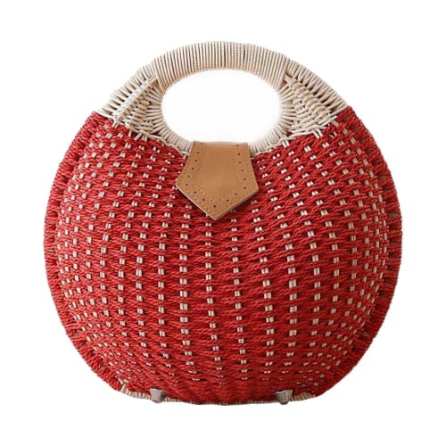 Sac Rond Osier Rouge En Osier