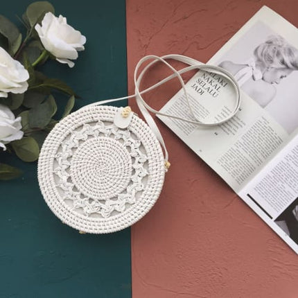 Sac En Rotin Rond Blanc Osier Blanc Sac