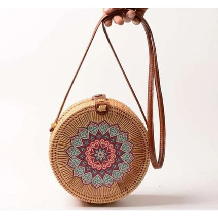 Sac En Rotin Rond<Br> Fleur Lotus Sac Rotin