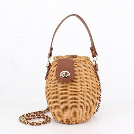 Sac Rotin Rond Marron Sac En
