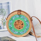 Sac En Rotin Rond<Br> Tibétain Vert Sac Rotin