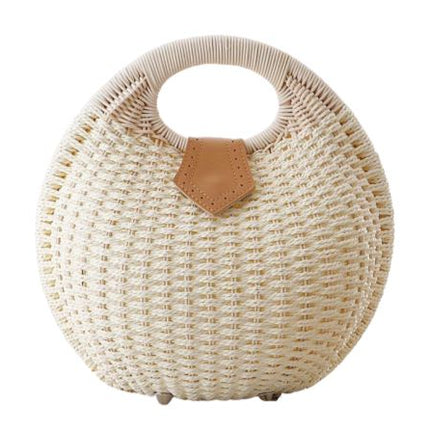 Sac Rond Osier Paille Blanc En