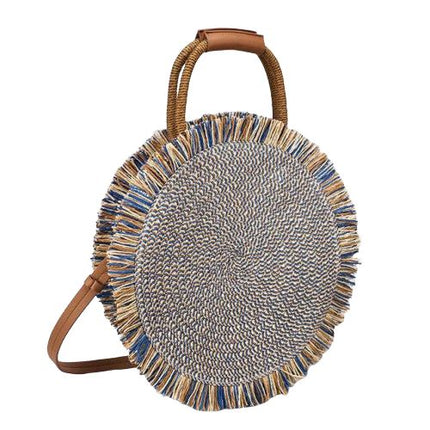 Sac Rond Osier Bandoulière Bleu Sacs En