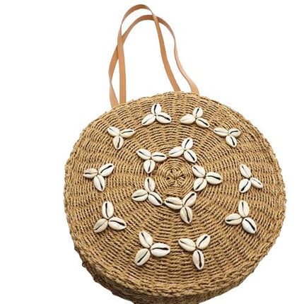 Sac Rond Osier Coquillage Marron Sacs En