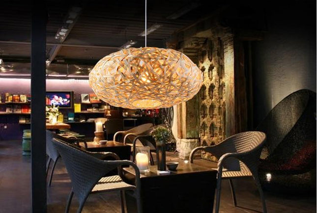 Suspension Bambou Ovale 30Cm H18Cm Luminaire
