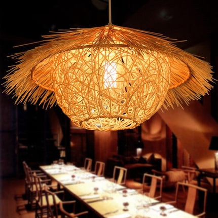 Suspension Bambou Paille Luminaire