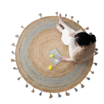 Tapis Osier Avec Pompon
